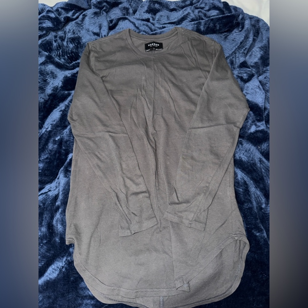 PacSun Charcoal Long Sleeve Scallop Fit Tee